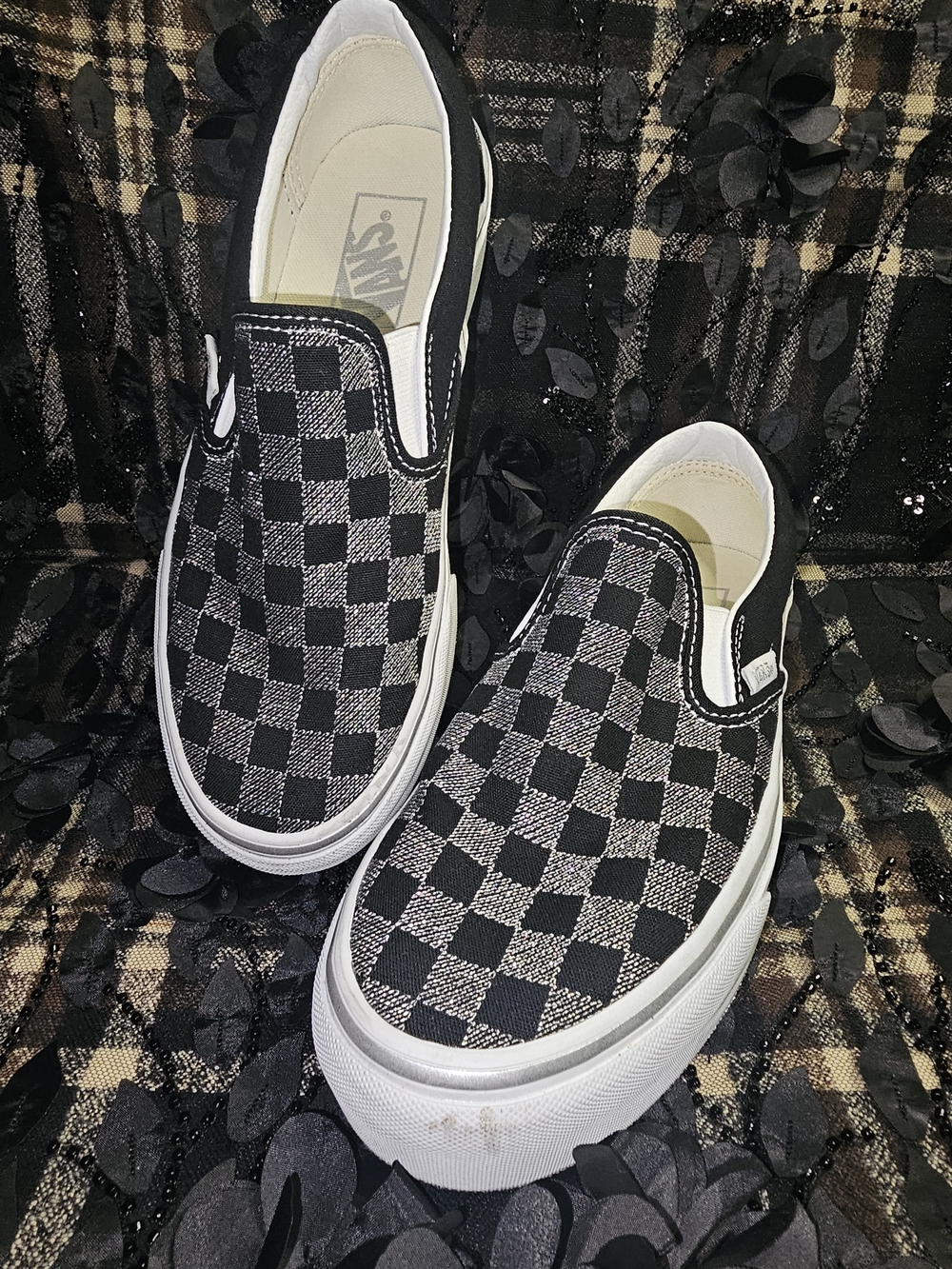 Vans Classic Slip-On Checkerboard Sneakers - Black/White